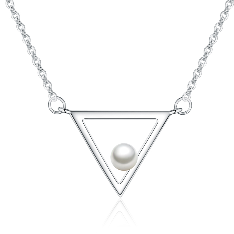 Picture of Majesty Diamonds MDS170390 White Shell Pearl Triangle Fancy Pendant Necklace in .925 Sterling Silver