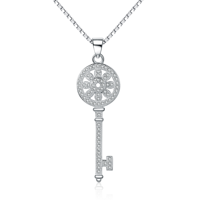 Picture of Majesty Diamonds MDS170394 White Zircon Key Pendant Necklace in .925 Sterling Silver