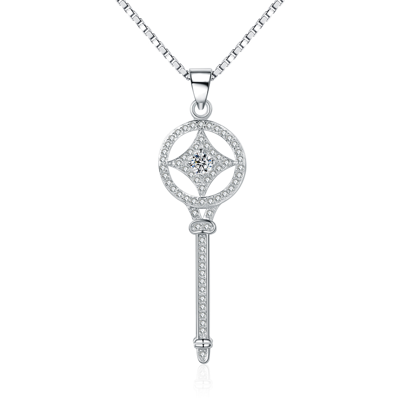 Picture of Majesty Diamonds MDS170395 White Zircon Key Pendant Necklace in .925 Sterling Silver