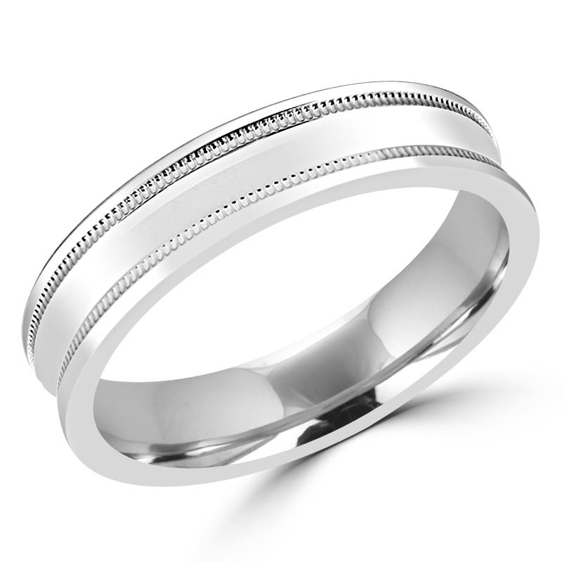 Picture of Majesty Diamonds MD120324-8.5 5.0 mm Polished Concave Mens Comfort Fit Wedding Band Ring in 14K White Gold, Size 8.5