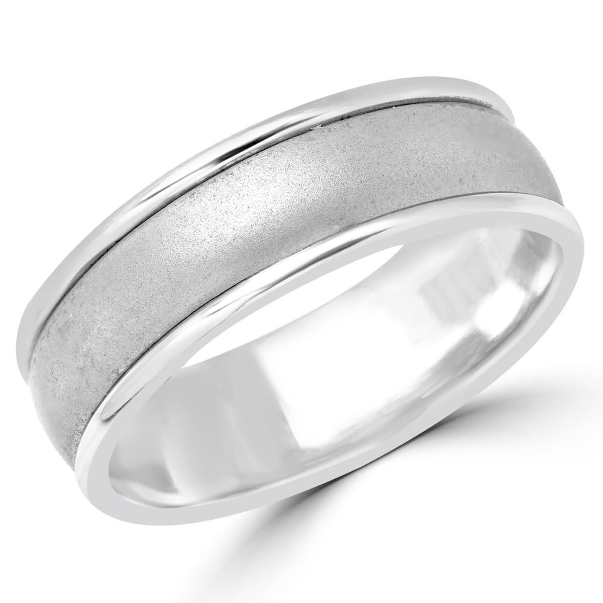 Picture of Majesty Diamonds MD130092-8.75 6.5 mm Brushed & Polished Mens Comfort Fit Wedding Band Ring in 14K White Gold&#44; Size 8.75