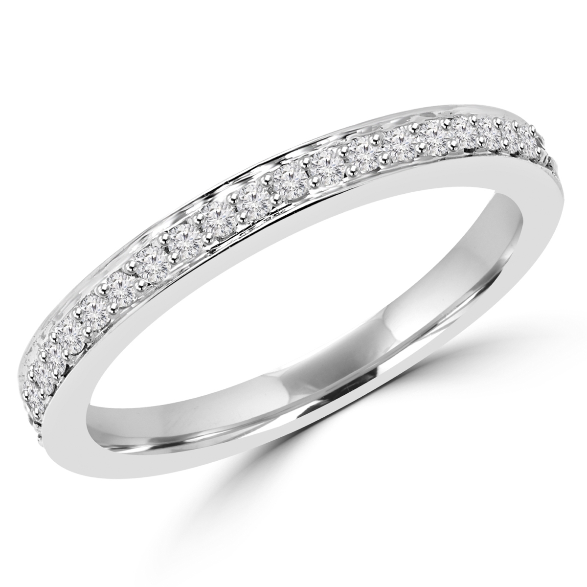Picture of Majesty Diamonds MD160098-3.75 0.2 CTW Round Cut Diamond Wedding Anniversary Band Ring in 14K White Gold, Size 3.75