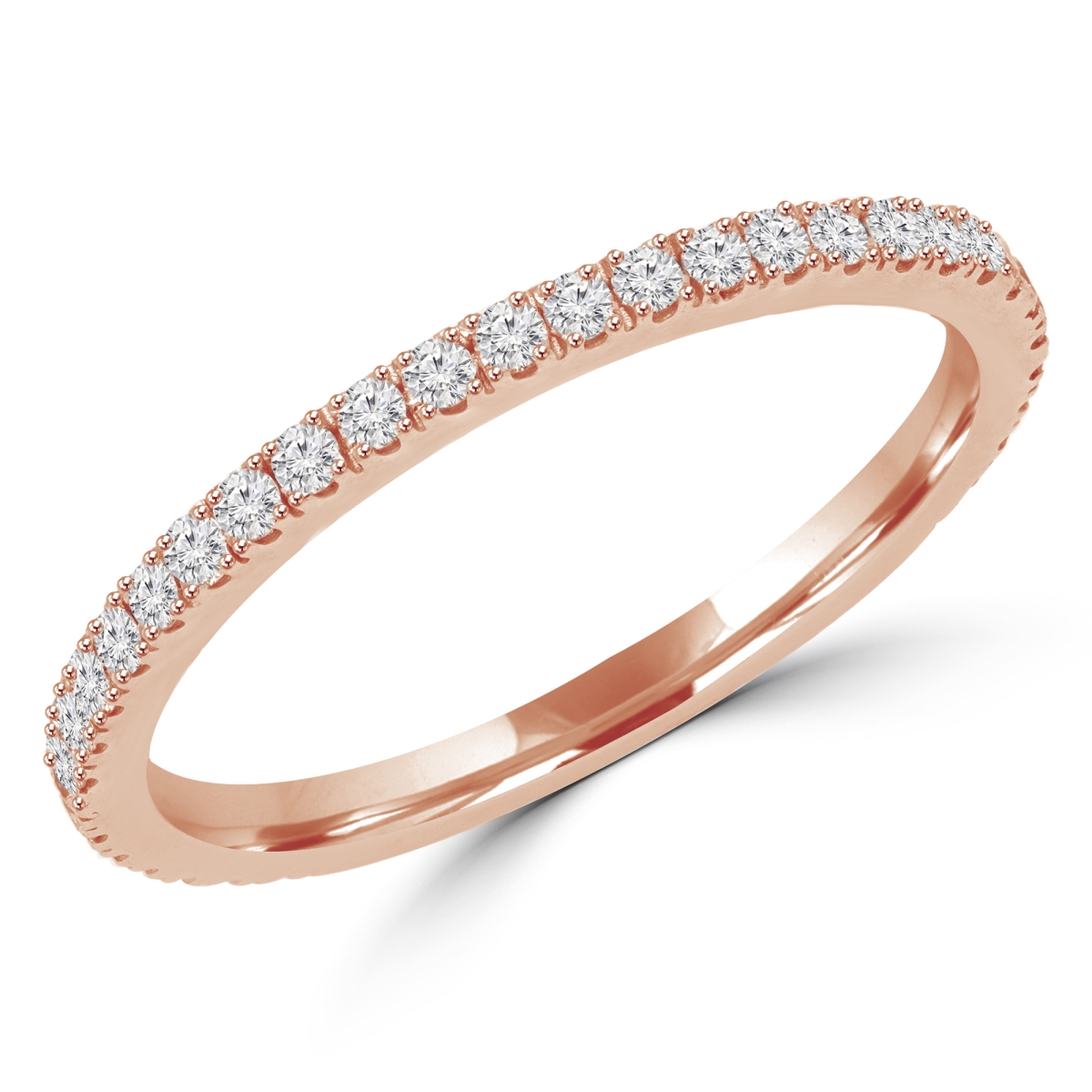 MD160275-7.5 0.25 CTW Round Diamond Semi Eternity Anniversary Band Ring in 14K Rose Gold, Size 7.5