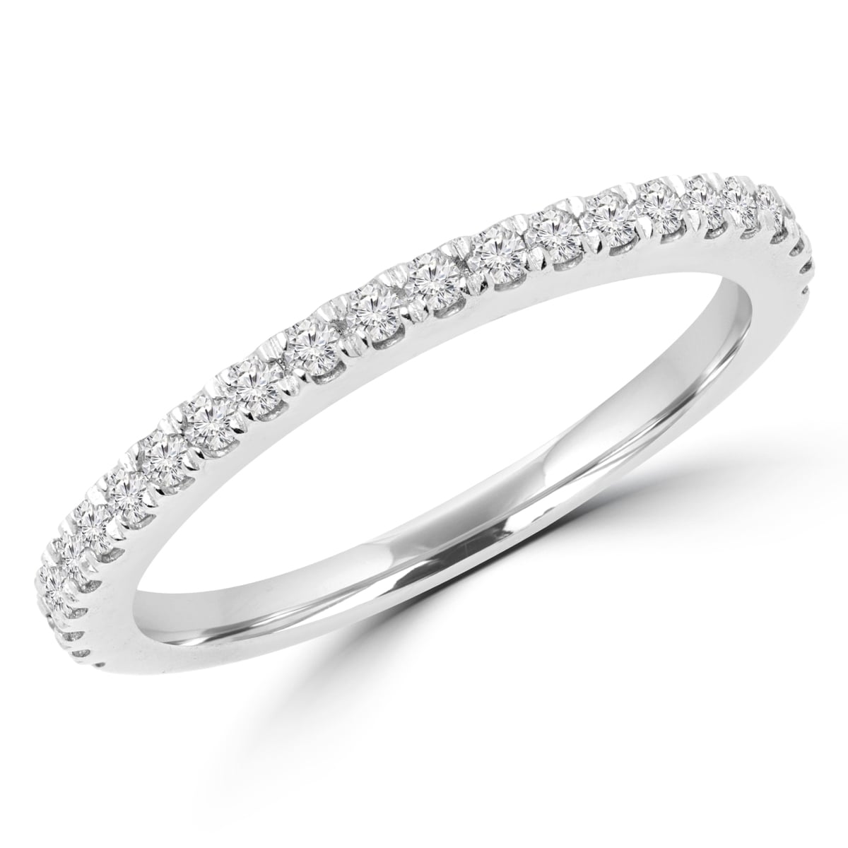 MD160262-3.75 0.25 CTW Round Cut Diamond Semi Eternity Anniversary Ring Wedding Band in 14K White Gold, Size 3.75