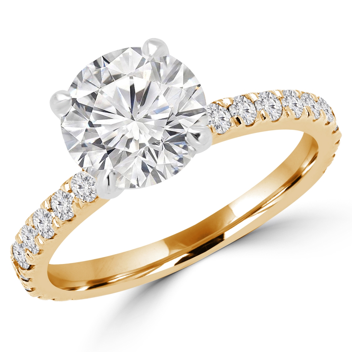 MD160340-5.5 1 CTW Round Cut Diamond Multi Stone Engagement Ring in 14K Yellow Gold - Size 5.5