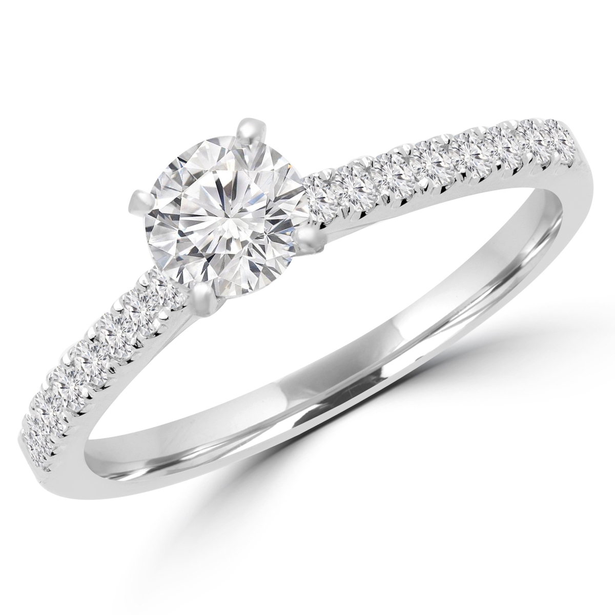 MD160335-3.5 0.75 CTW Round Brilliant Diamond Multi Stone Engagement Ring in 18K White Gold - Size 3.5 -  Majesty Diamonds