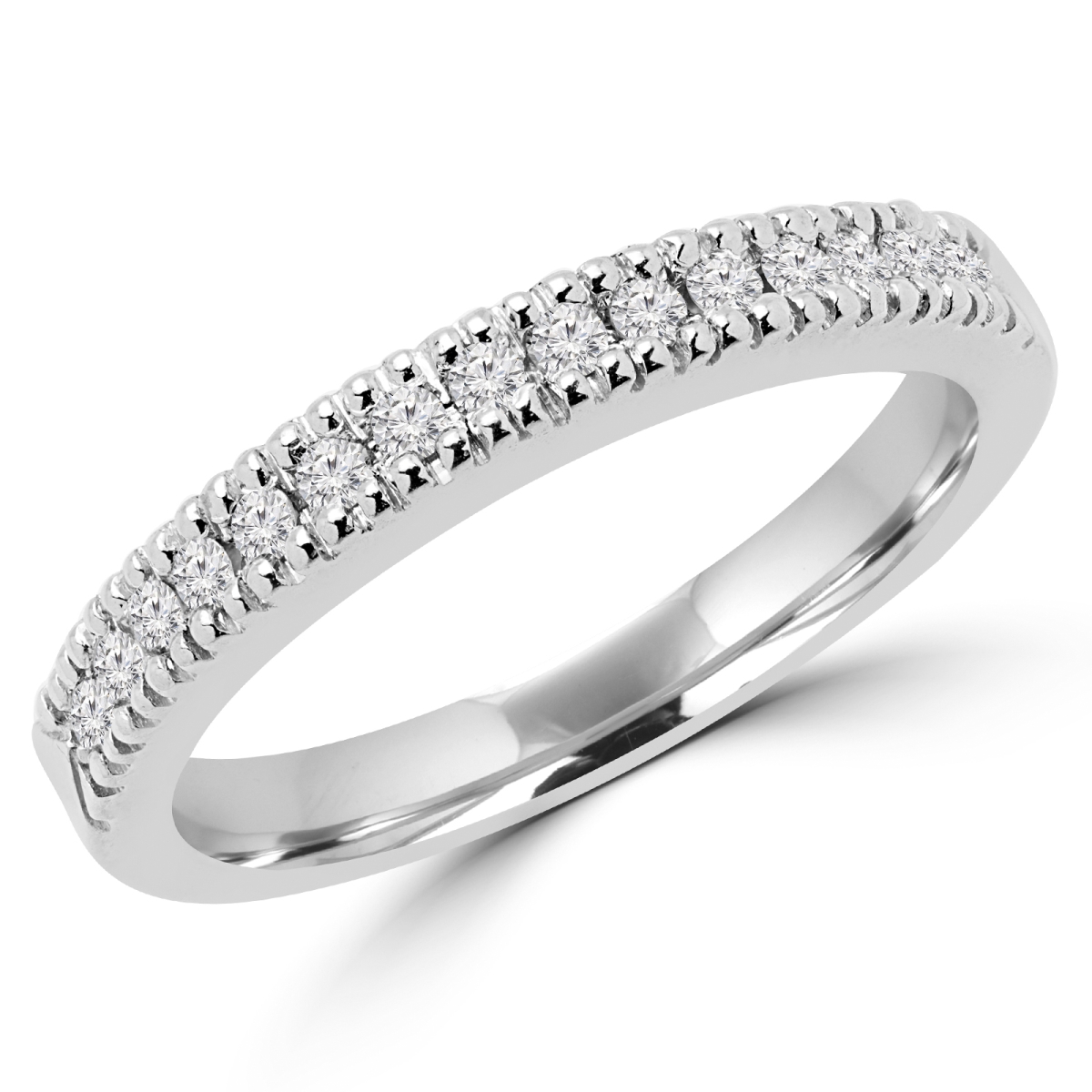 0.2 CTW Round Diamond Semi-Eternity Wedding Band Ring in 14K White Gold - Size 4.25