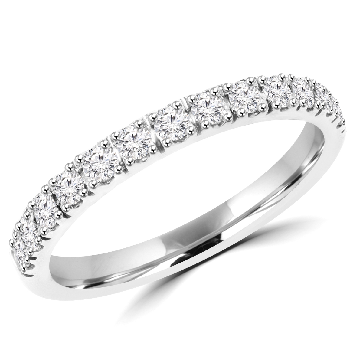 0.38 CTW Round Diamond Semi-Eternity Wedding Band Ring in 14K White Gold