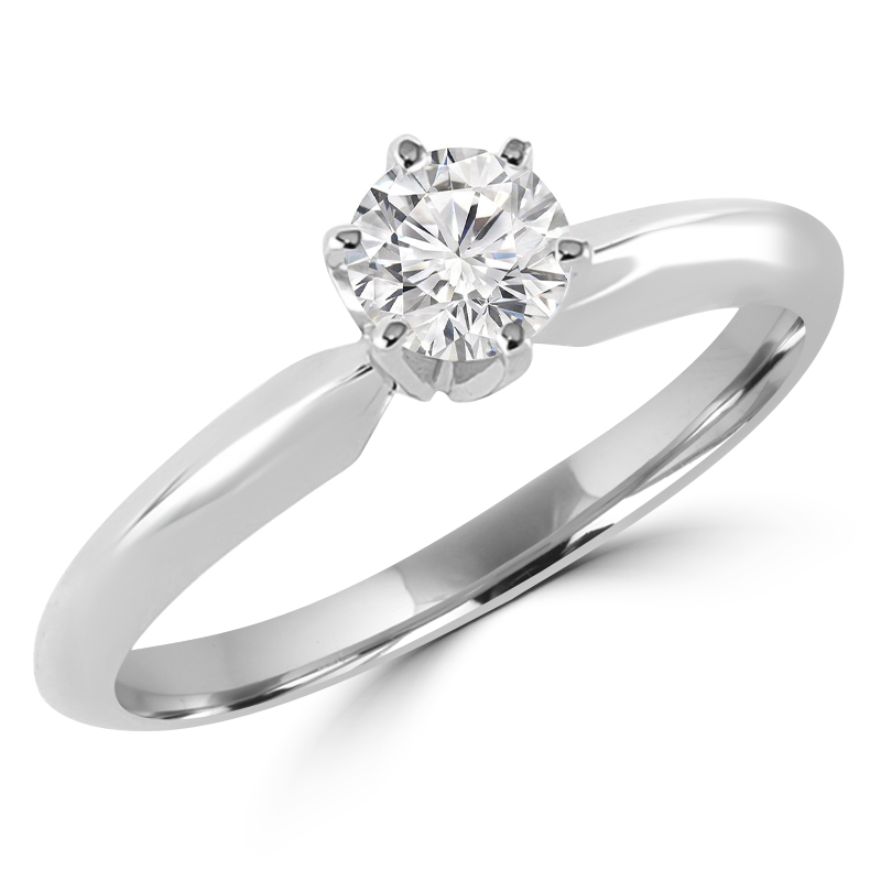 0.2 CT Round Diamond Solitaire Engagement Ring in 10K White Gold - Size 8.5
