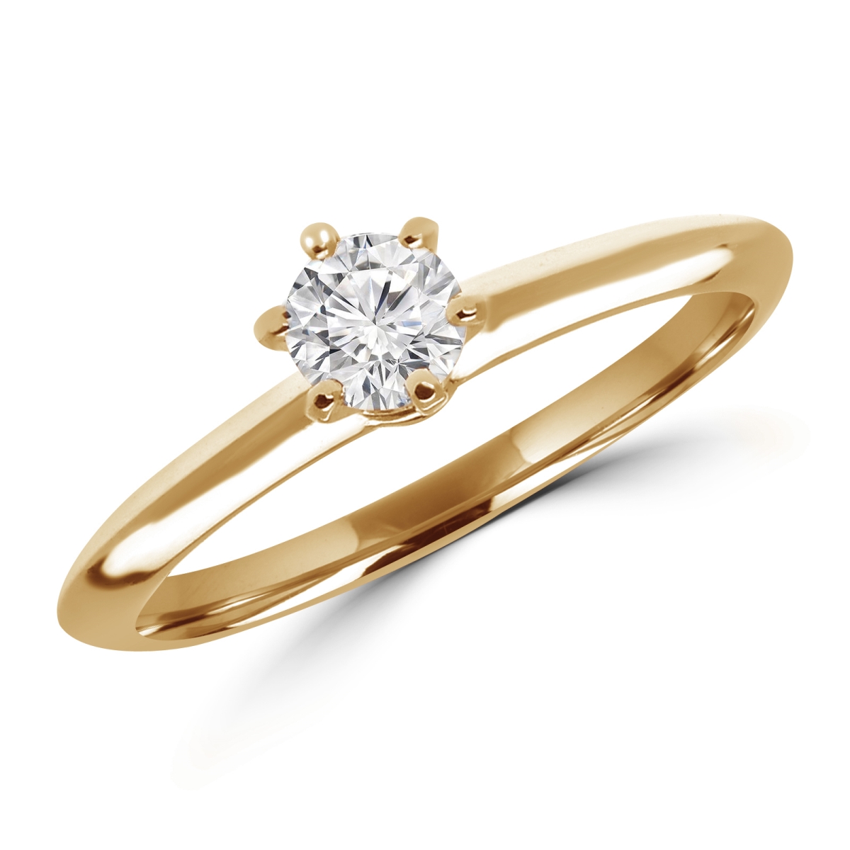 MD170199-3.5 0.4 CT Round Diamond Solitaire Engagement Ring in 10K Yellow Gold - Size 3.5