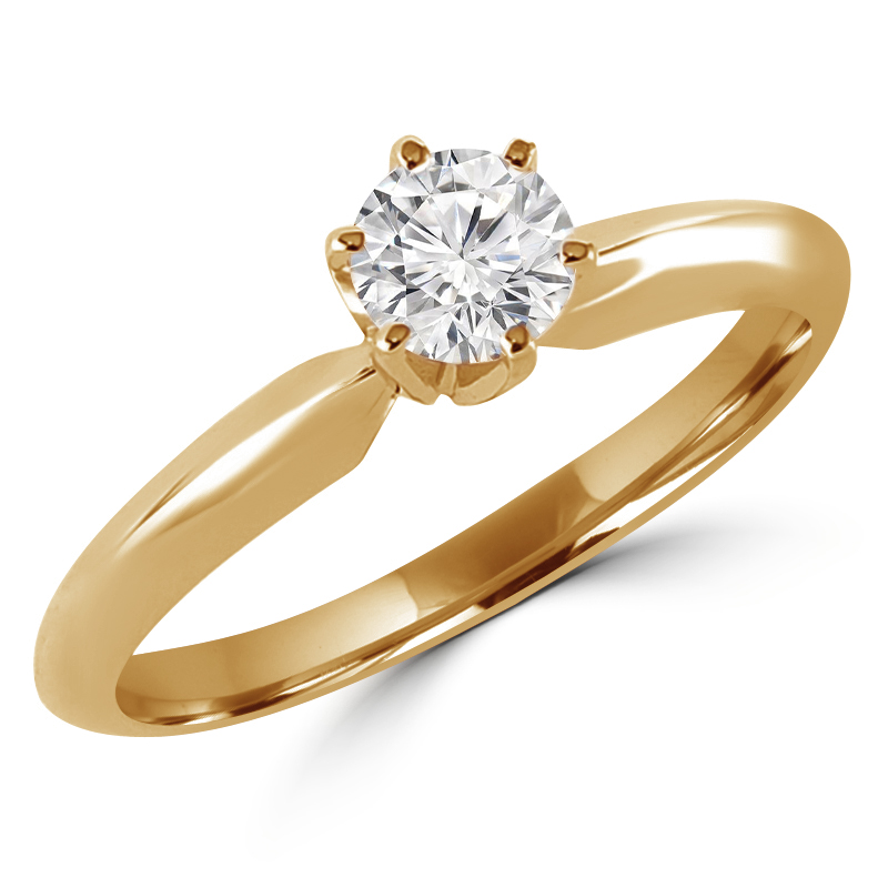 0.25 CT Round Diamond Solitaire Engagement Ring in 10K Yellow Gold - Size 7.5