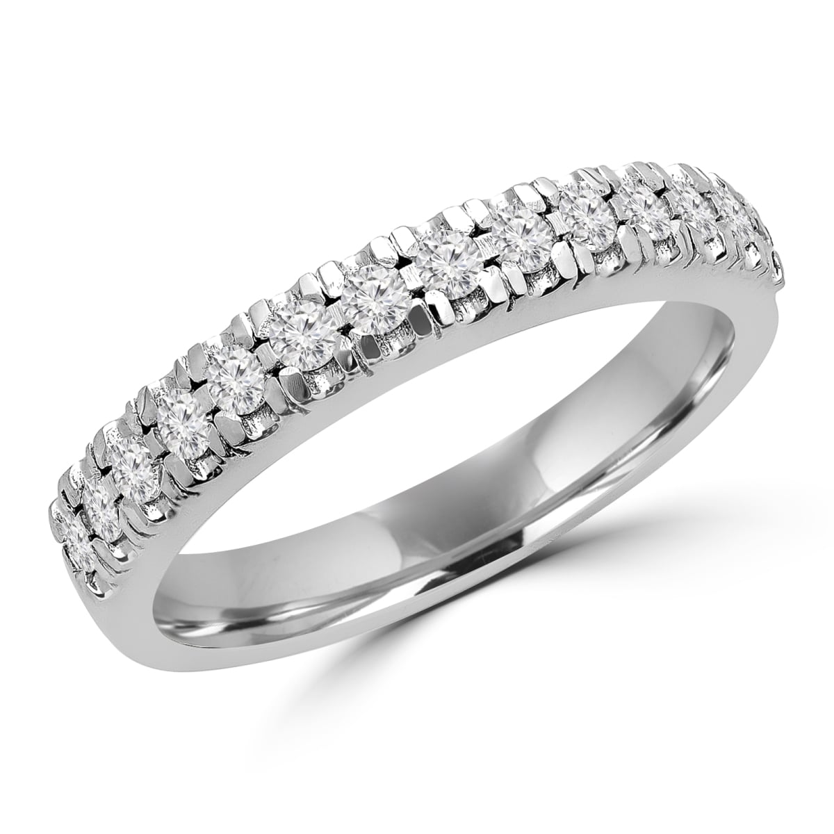 0.33 CTW Round Diamond Semi-Eternity Wedding Band Ring in 14K White Gold - Size 5