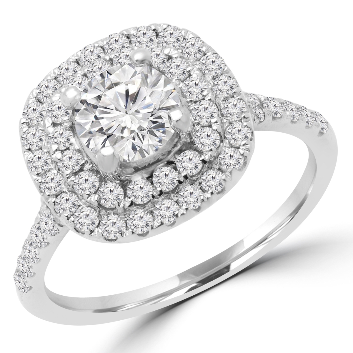 Picture of Majesty Diamonds MD170293-8 1.4 CTW Round Diamond Double Halo Engagement Ring in 14K White Gold - Size 8