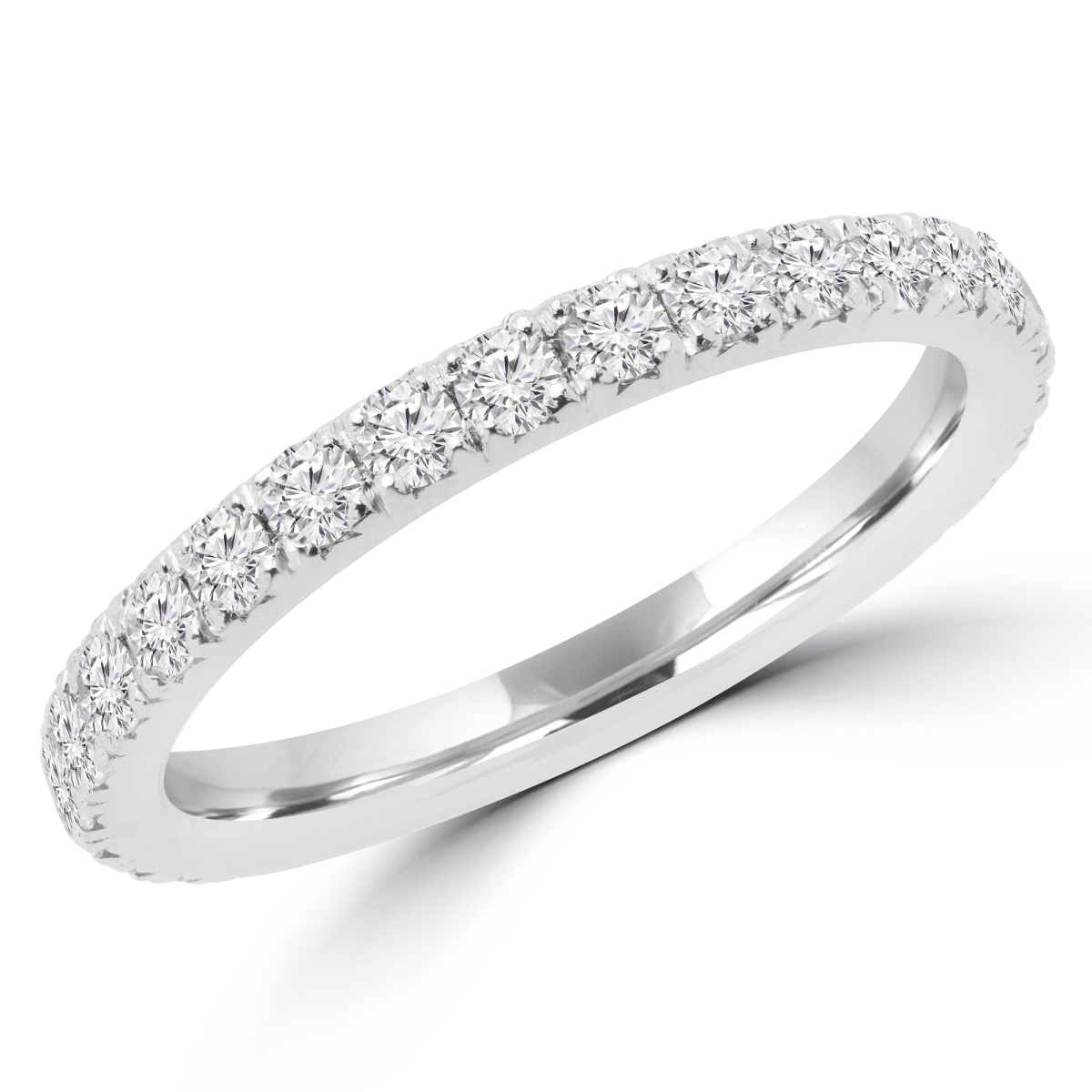 Picture of Majesty Diamonds MD170308-7.75 0.66 CTW Round Diamond Semi-Eternity Wedding Band Ring in 14K White Gold - Size 7.75
