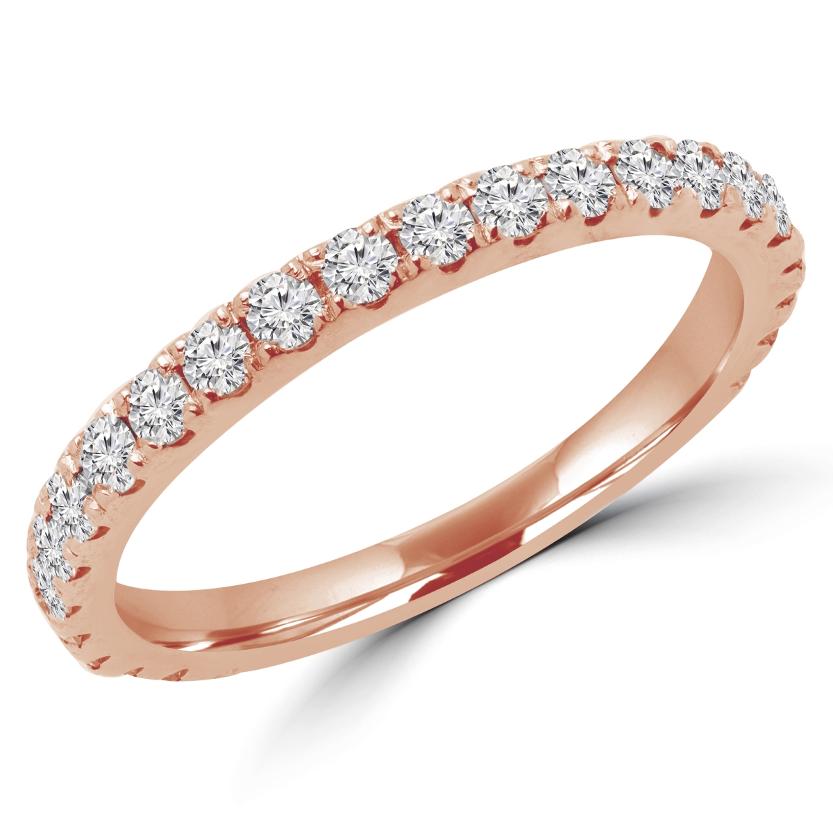 Picture of Majesty Diamonds MD170319-7.75 0.4 CTW Round Diamond Semi-Eternity Wedding Band Ring in 14K Rose Gold&#44; Size 7.75