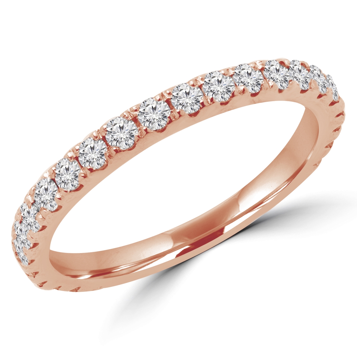 MD170319-9 0.4 CTW Round Diamond Semi-Eternity Wedding Band Ring in 14K Rose Gold, Size 9
