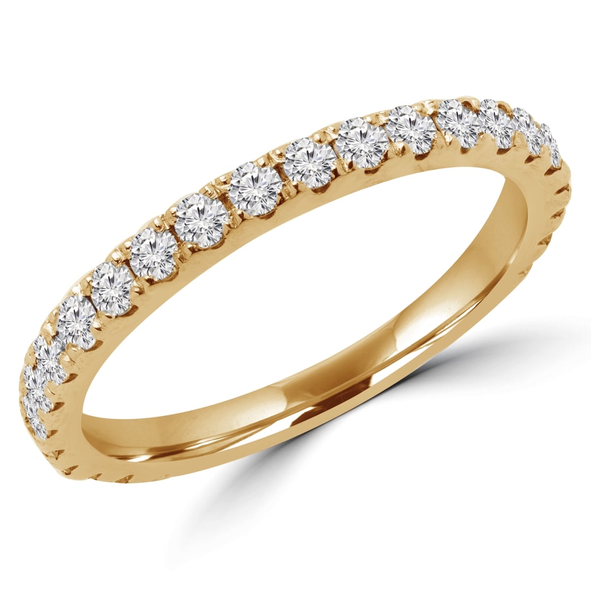 MD170318-6.75 0.4 CTW Round Diamond Semi-Eternity Wedding Band Ring in 14K Yellow Gold, Size 6.75