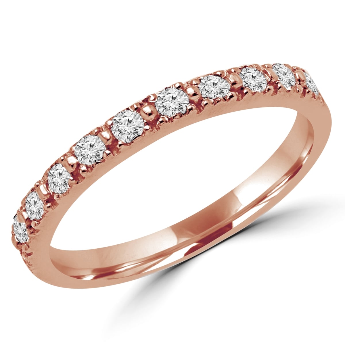 0.25 CTW Round Diamond Semi-Eternity Wedding Band Ring in 14K Rose Gold, Size 5.25