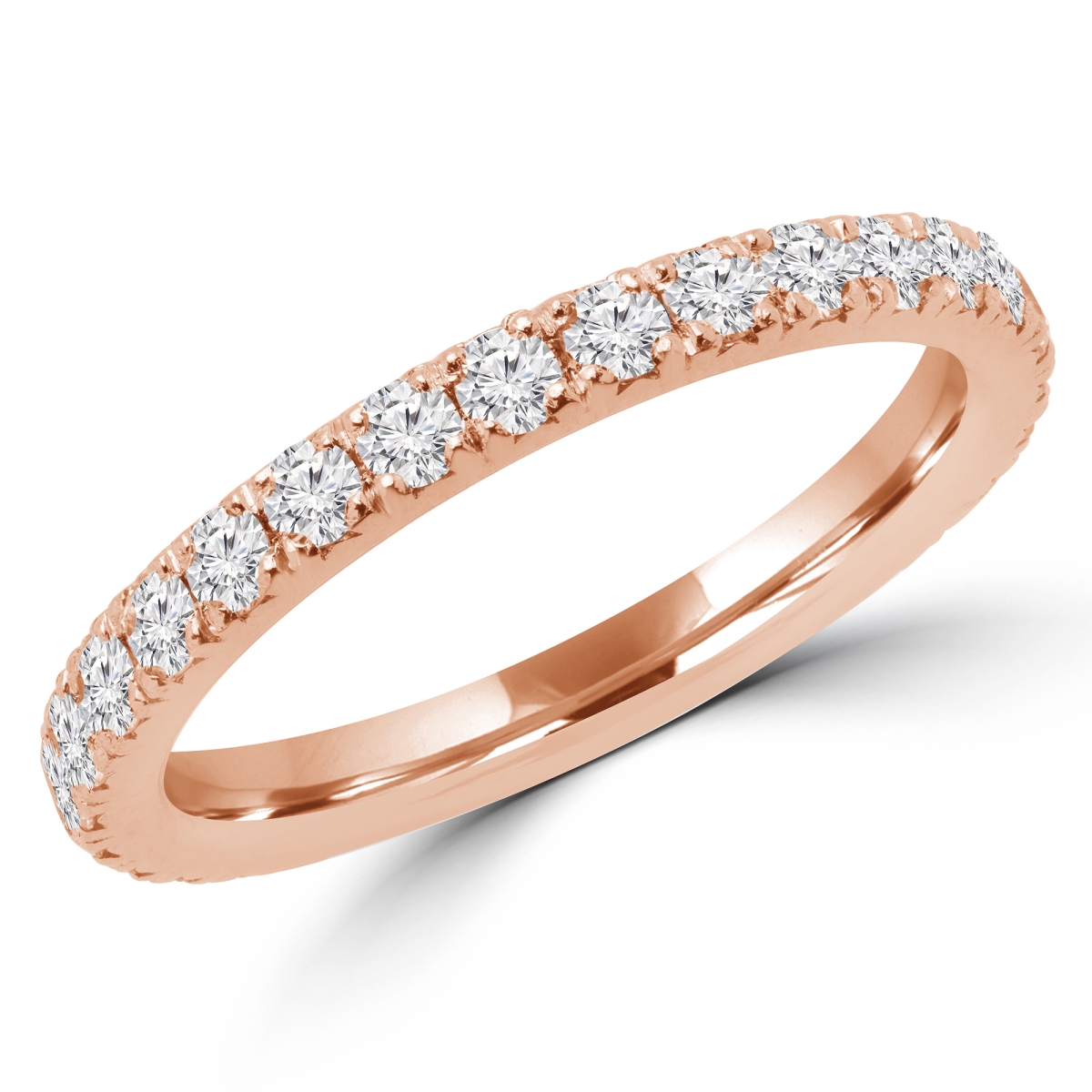 Picture of Majesty Diamonds MD170310-7.75 0.67 CTW Round Diamond Semi-Eternity Wedding Band Ring in 14K Rose Gold&#44; Size 7.75