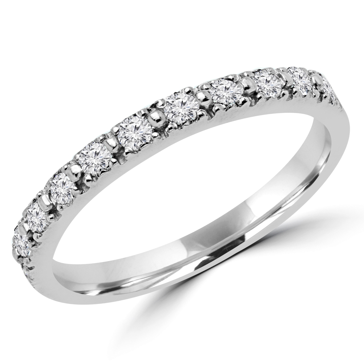 0.25 CTW Round Diamond Semi-Eternity Wedding Band Ring in 14K White Gold, Size 3