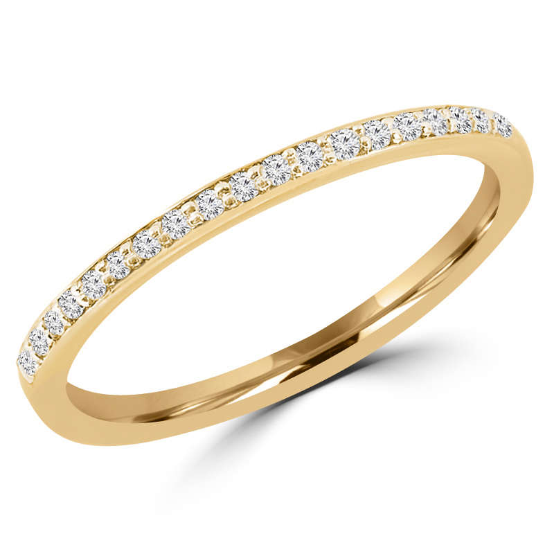 MDR130032-3.75 0.125 CTW Round Diamond Semi-Eternity Thin Wedding Anniversary Band Ring in 14K Yellow Gold - Size 3.75