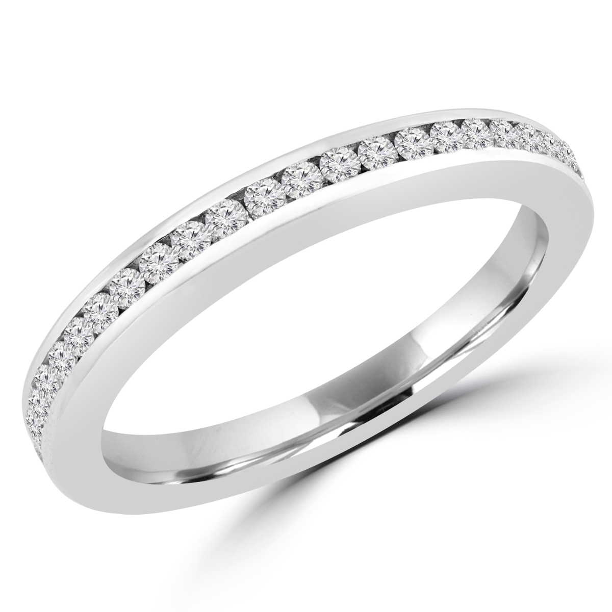 0.25 CTW Round Diamond Semi-Eternity Wedding Band Ring in 14K White Gold
