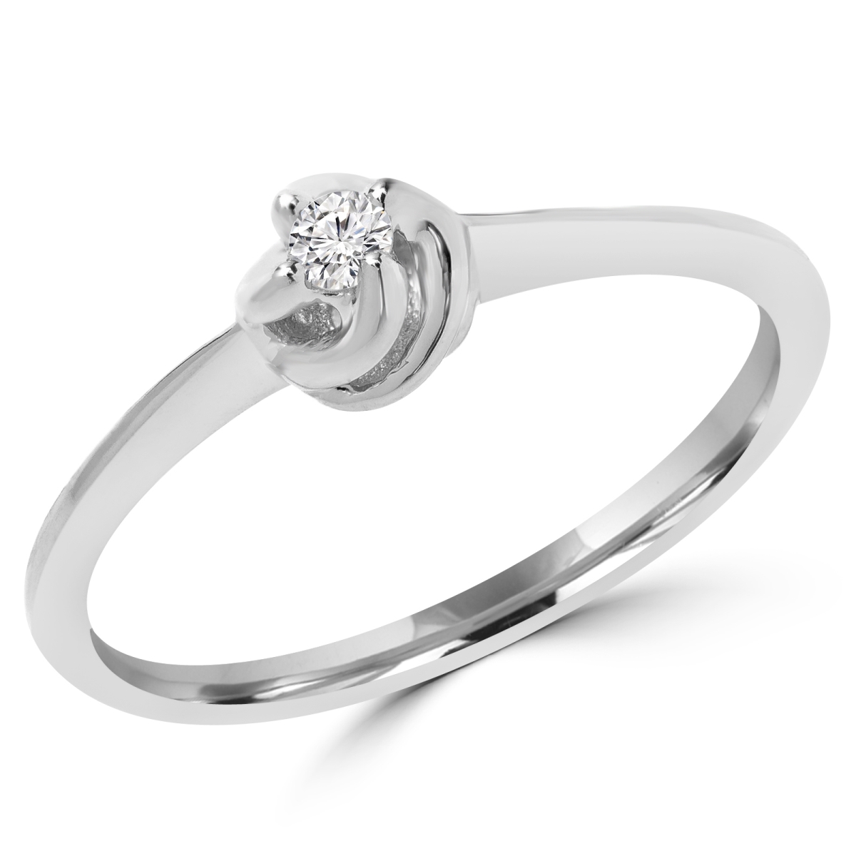 0.1 CT Round Diamond Promise Solitaire Ring in 14K White Gold - Size 4