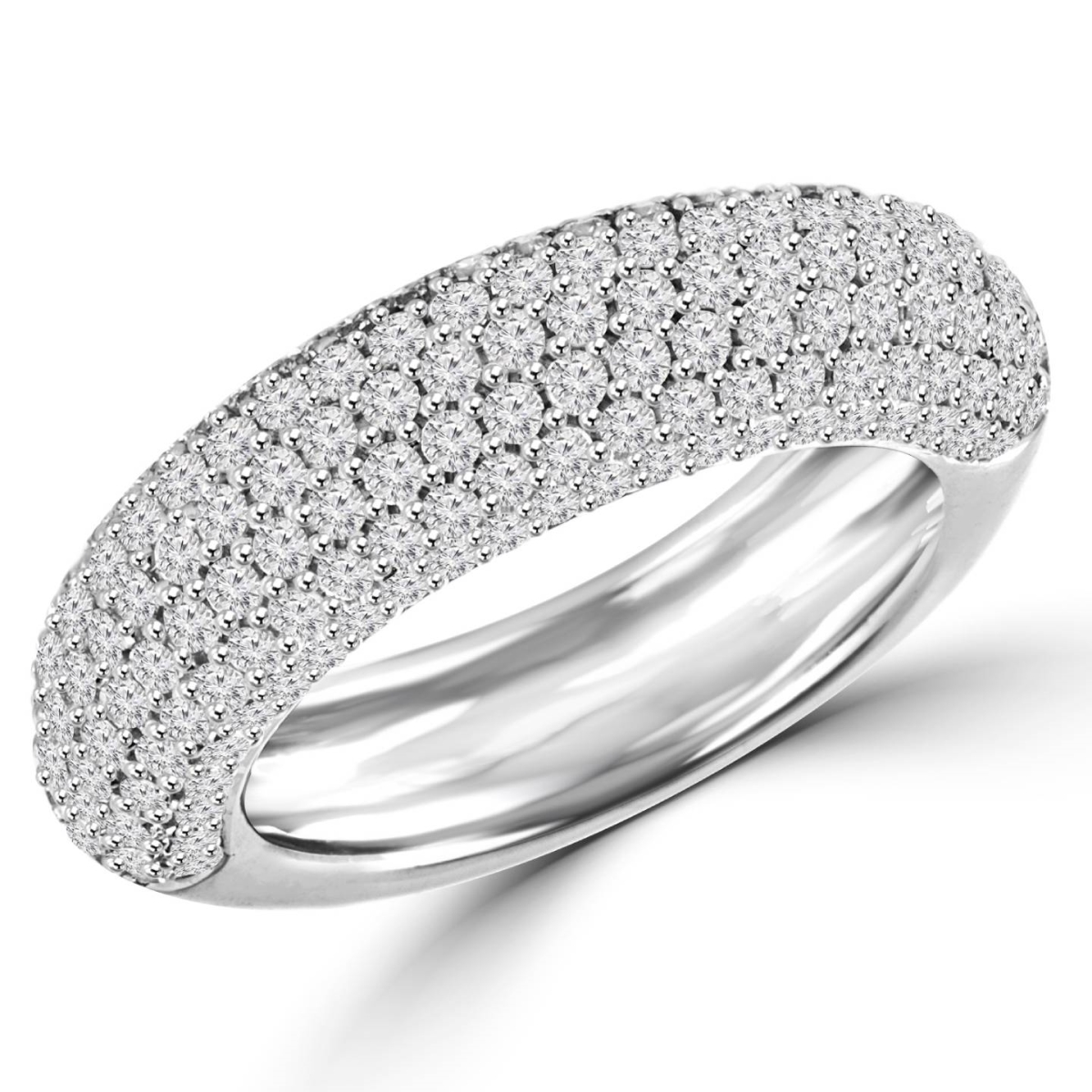 MDR140063-8.75 1.5 CTW Pave Set Round Diamond Anniversary Wedding Band Ring in 14K White Gold - Size 8.75