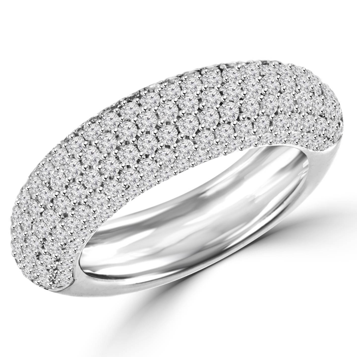 MDR140063-3.25 1.5 CTW Pave Set Round Diamond Anniversary Wedding Band Ring in 14K White Gold - Size 3.25 -  Majesty Diamonds