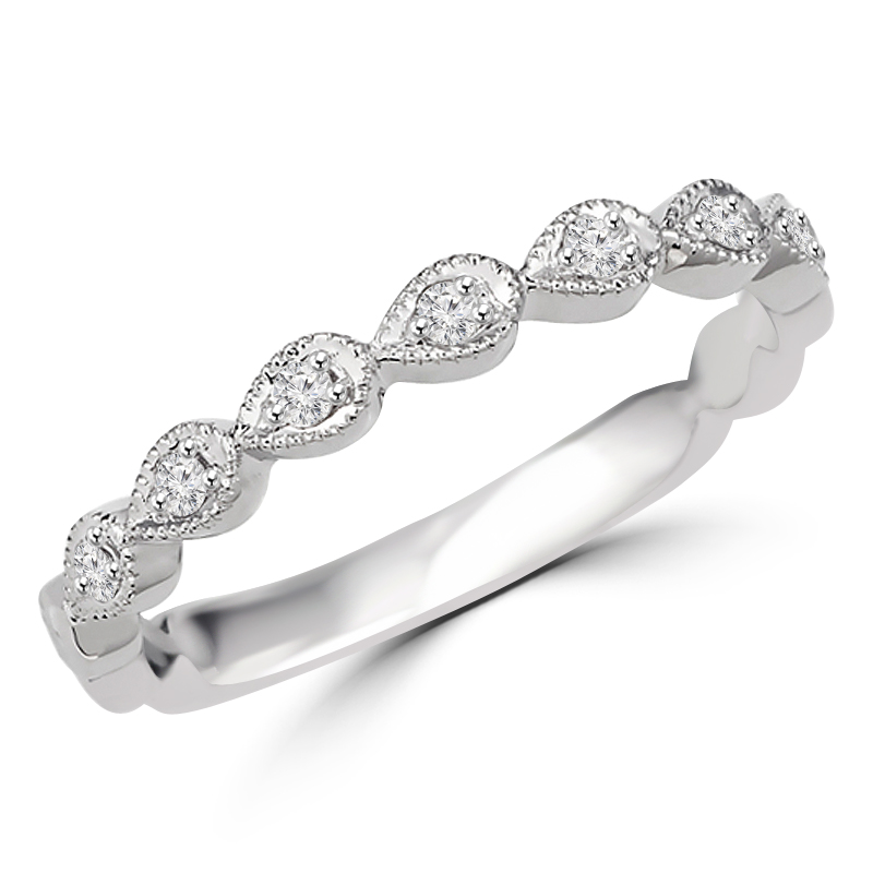 0.12 CTW Round Diamond Semi-Eternity Wedding Band Ring in 14K White Gold - Size 8