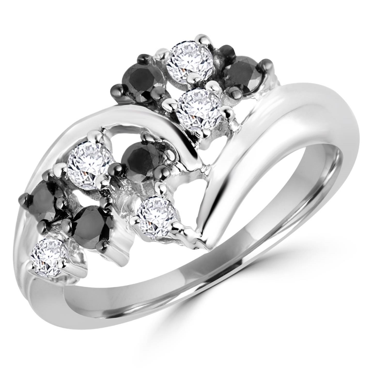 Picture of Majesty Diamonds MDR140090-9 0.5 CTW Black & White Diamond Fashion Cocktail Ring in 14K White Gold - Size 9
