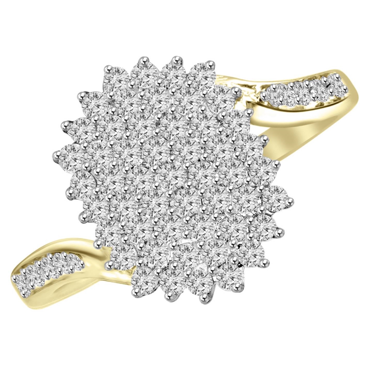 0.5 CTW Round Diamond Cluster Cocktail Ring in 14K Yellow Gold - Size 5.5