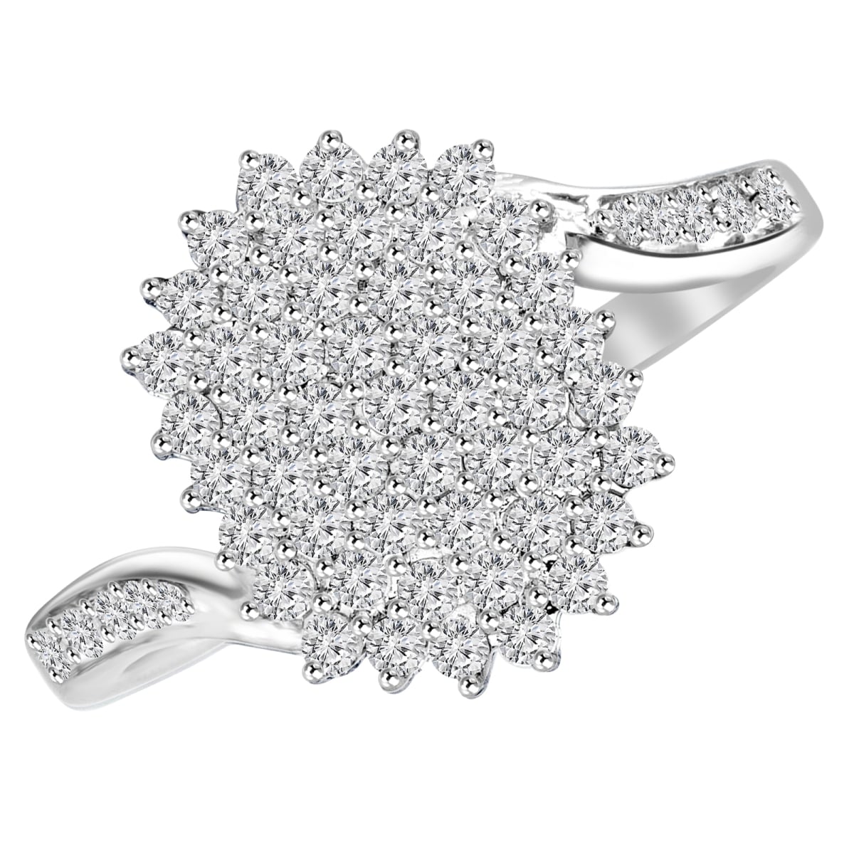 0.5 CTW Round Diamond Cluster Cocktail Ring in 14K White Gold - Size 5.5