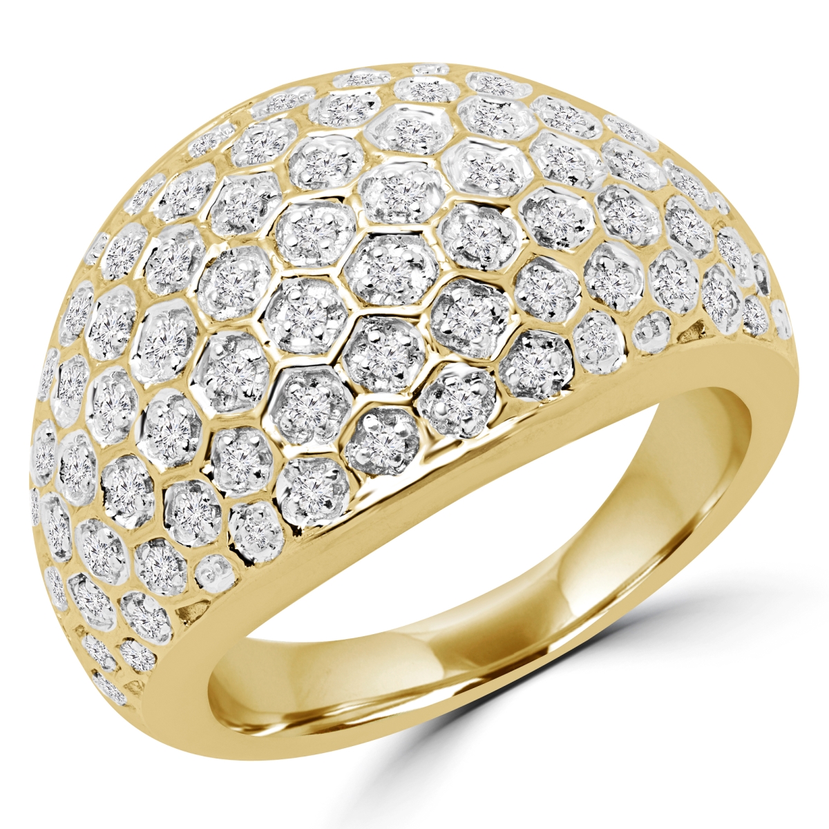 0.5 CTW Round Diamond Pave Cocktail Ring in 14K Yellow Gold - 5