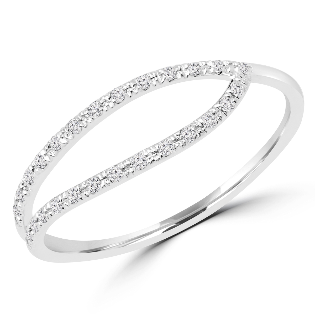 0.1 CTW Round Diamond Cocktail Ring in 14K White Gold - 5.5