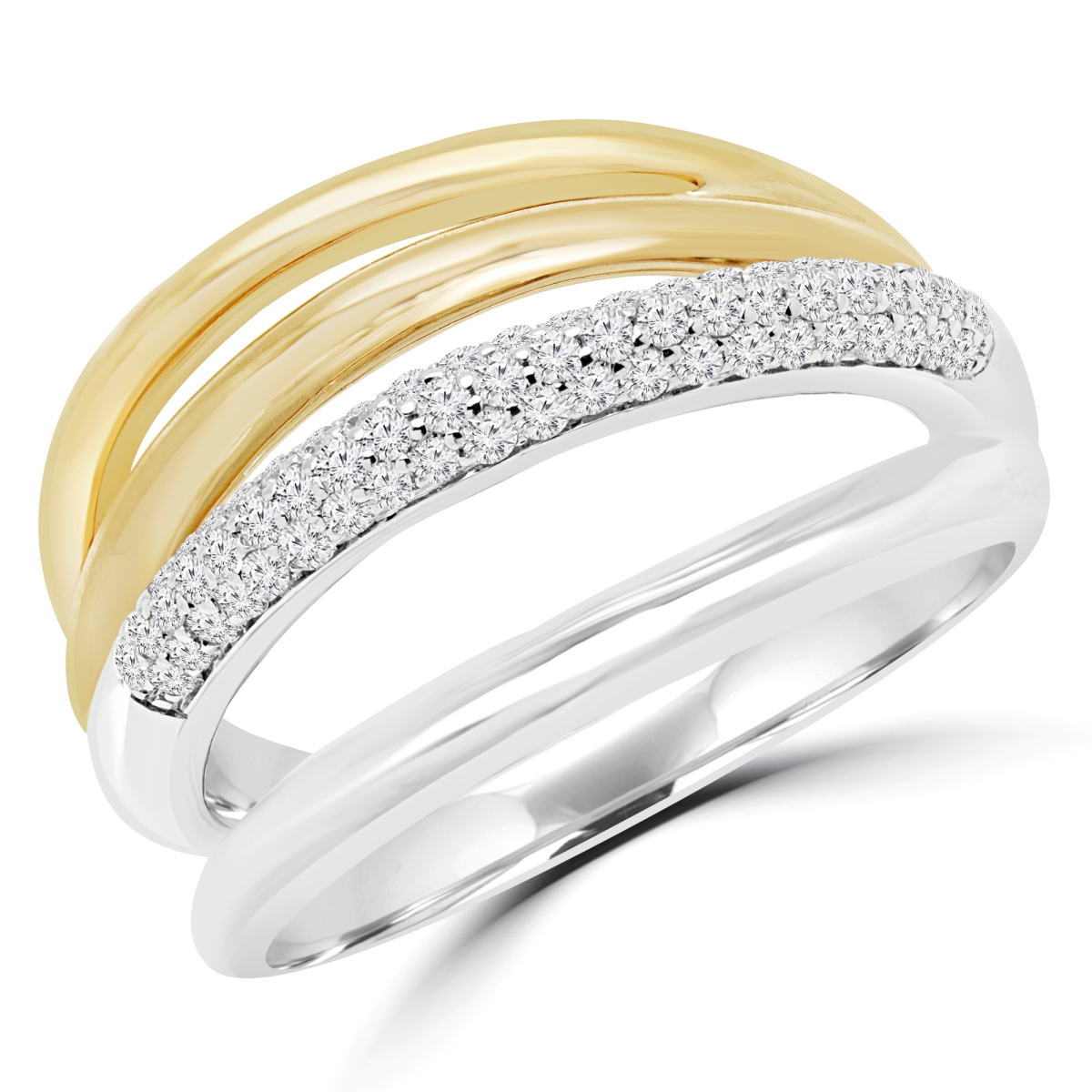 Picture of Majesty Diamonds MDR170050-7.75 0.37 CTW Round Diamond Cocktail Semi-Eternity Ring in 14K Two-Tone Gold - 7.75