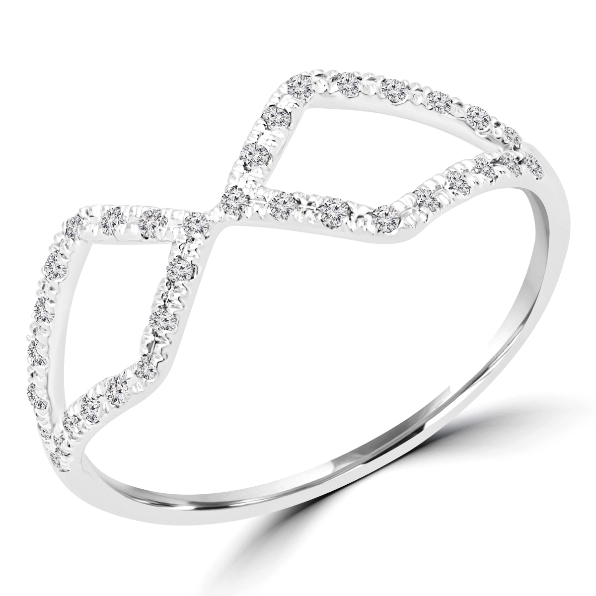 0.12 CTW Round Diamond Cocktail Ring in 14K White Gold - 5.5