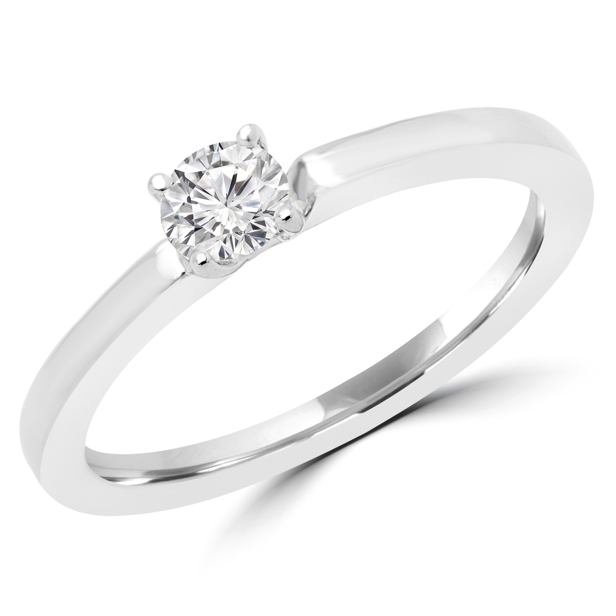 0.25 CT Round Diamond Promise Solitaire Engagement Ring in 14K White Gold