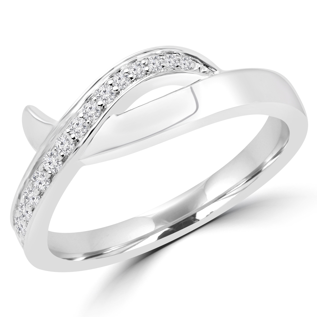 0.16 CTW Round Diamond Cocktail Ring in 14K White Gold - 7.5