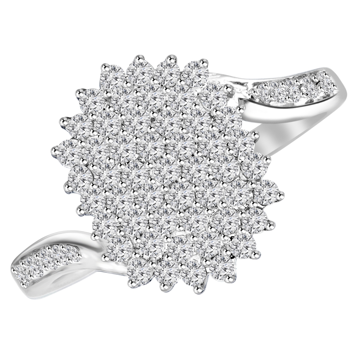 0.5 CTW Round Diamond Cluster Cocktail Ring in 14K White Gold - 6.5