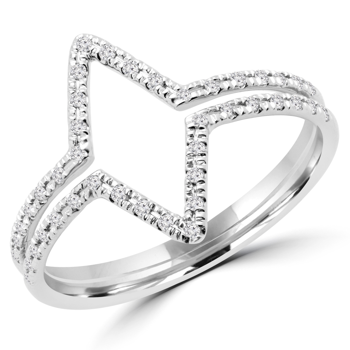 0.12 CTW Round Diamond Cocktail Ring in 14K White Gold - 7.5