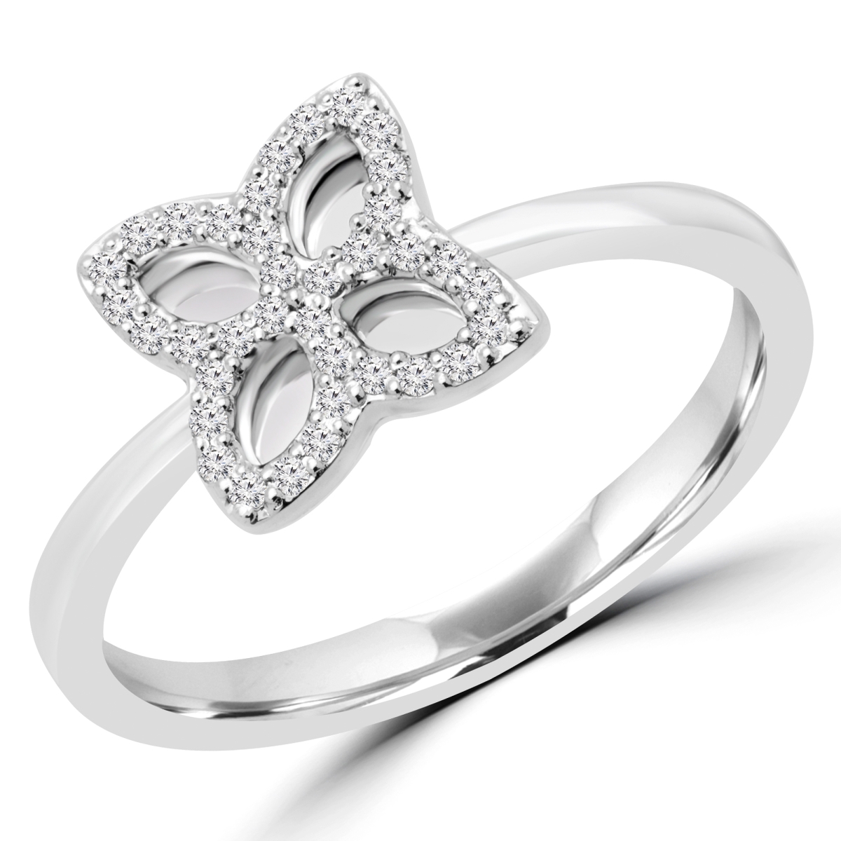 MDR170084-5 0.2 CTW Round Diamond Cocktail Ring in 14K White Gold - Size 5