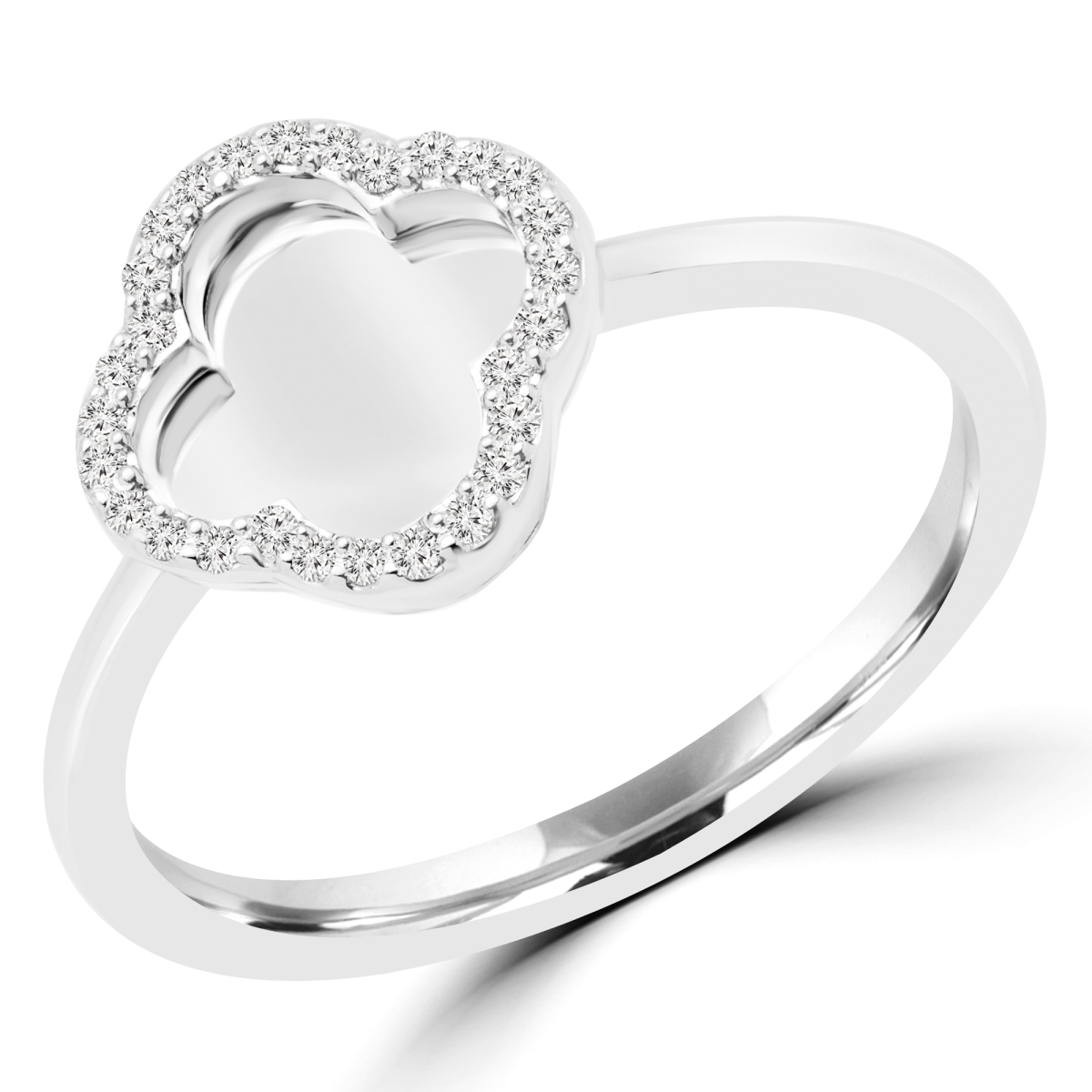 MDR170088-P 0.1 CTW Round Diamond Cocktail Ring in 14K White Gold