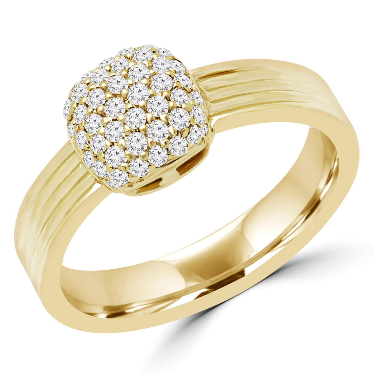 0.25 CTW Round Diamond Cocktail Ring in 14K Yellow Gold - Size 4