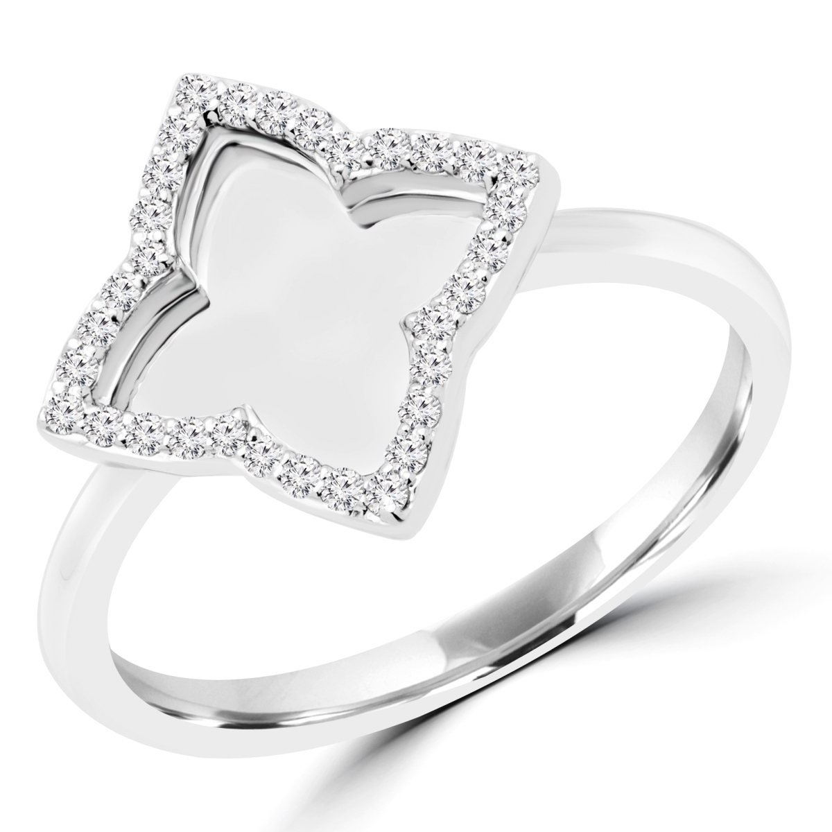 0.16 CTW Round Diamond Cocktail Ring in 14K White Gold - Size 5.5
