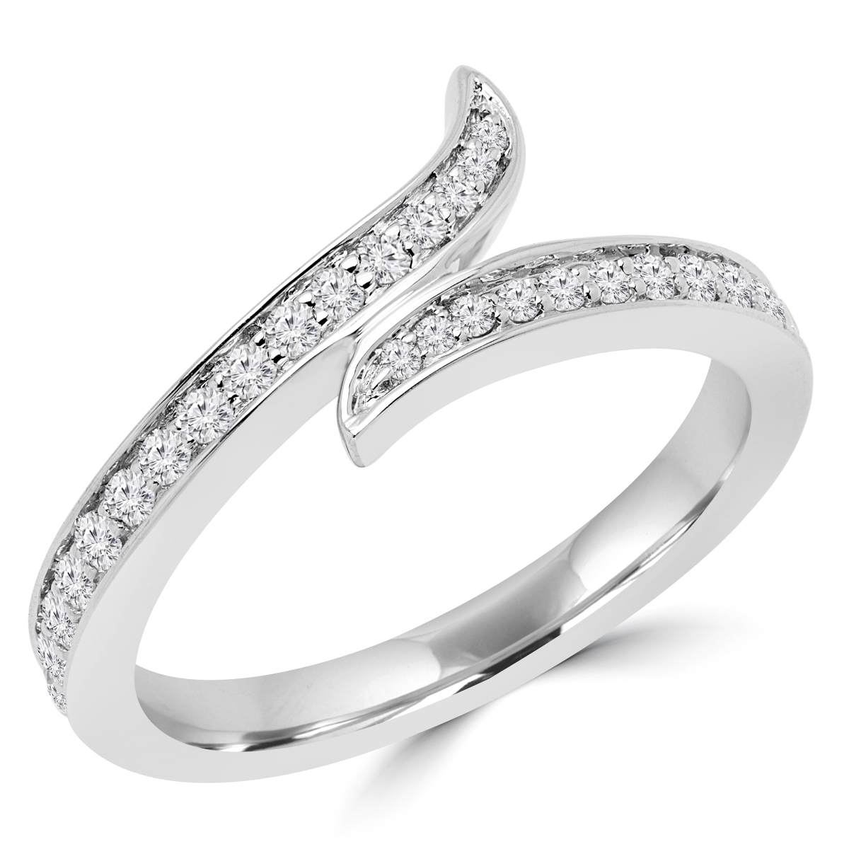 0.33 CTW Round Diamond Semi-Eternity Wedding Band Ring in 14K White Gold - Size 3.75