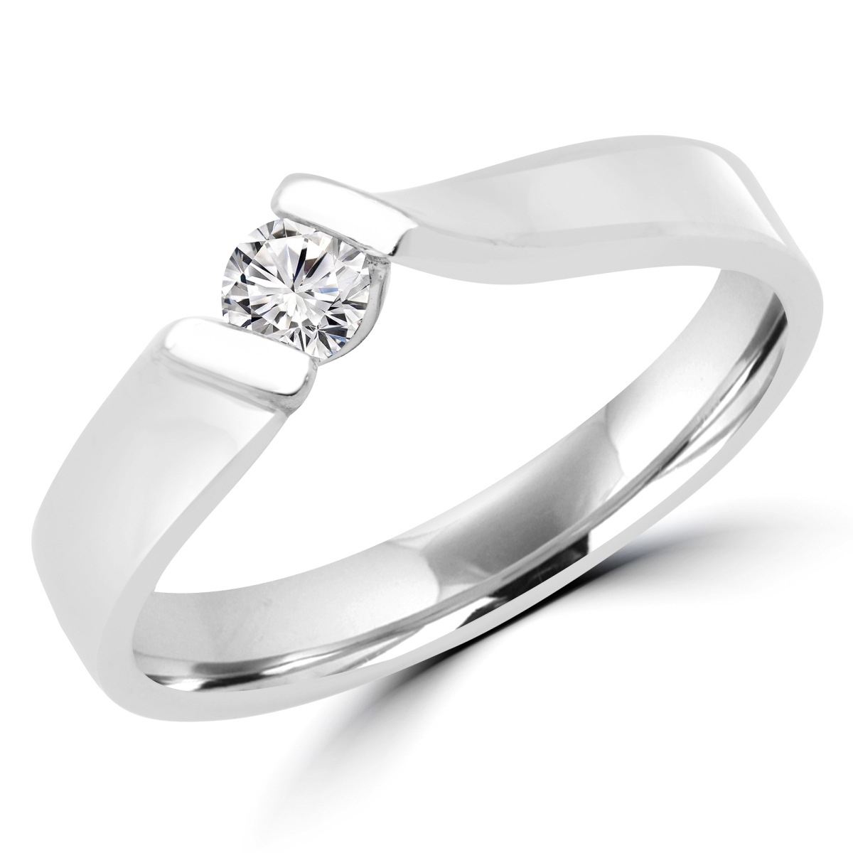 0.16 CT Round Diamond Promise Solitaire Engagement Ring in 14K White Gold - Size 4.75