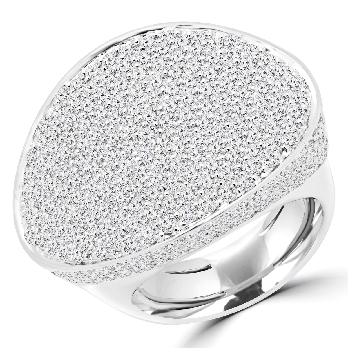4.4 CTW Round Diamond Cocktail Ring in 14K White Gold - Size 3.75