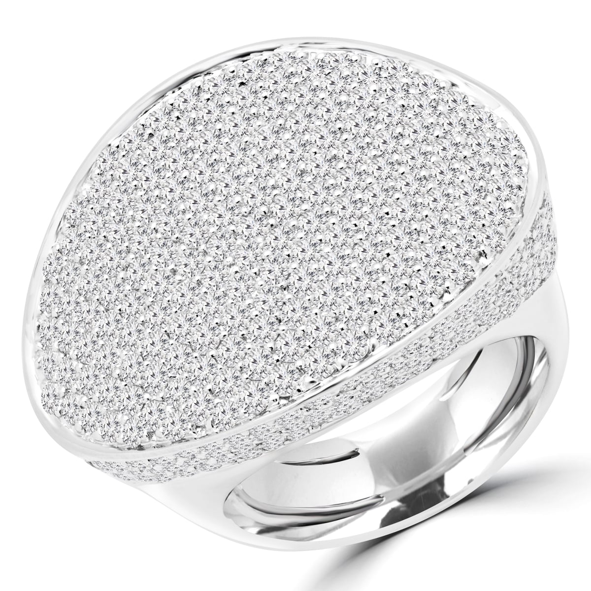 4.4 CTW Round Diamond Cocktail Ring in 14K White Gold - Size 5.75