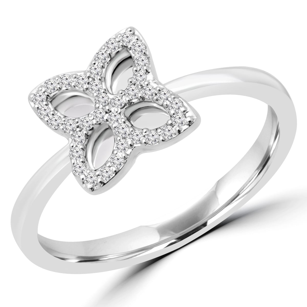 MDR170084-7.75 0.2 CTW Round Diamond Cocktail Ring in 14K White Gold - Size 7.75
